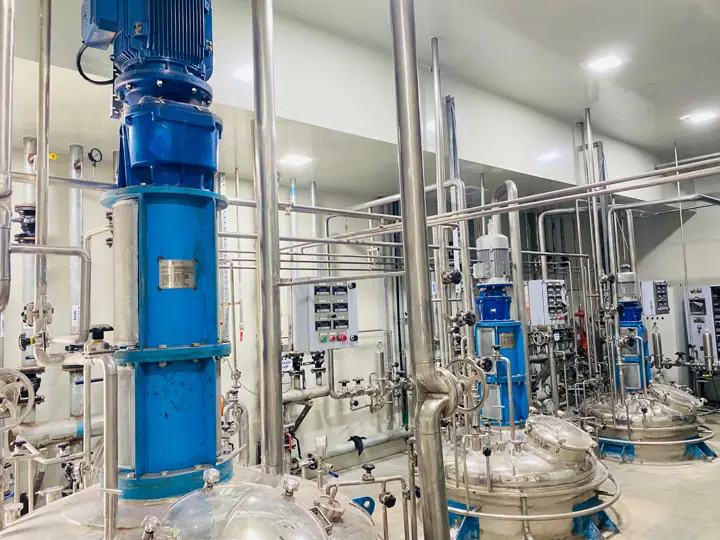 Enzyme fermentation hall with stainless-steel fermenters